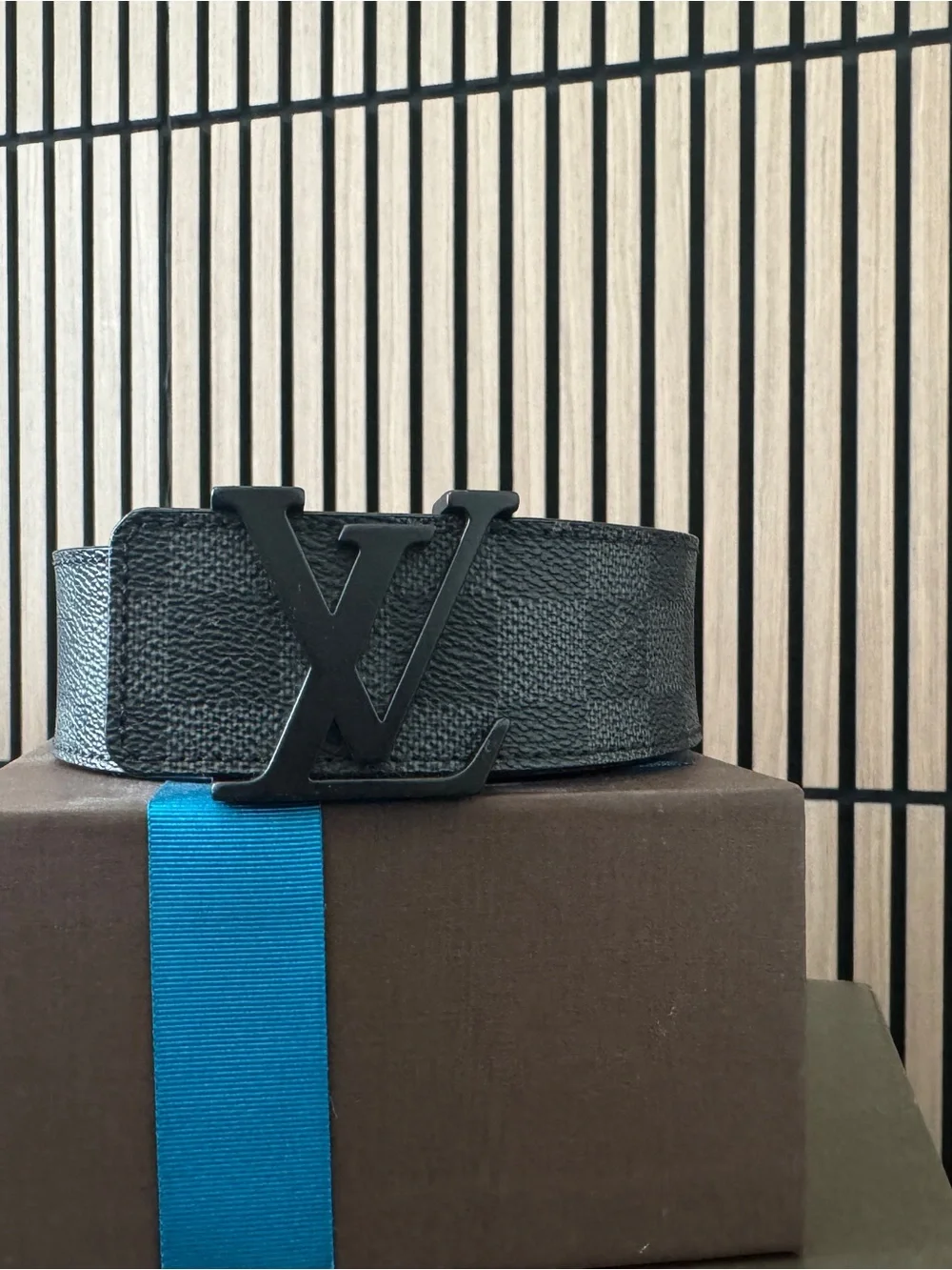 Louis Vuitton Black Textured Belt with Black LV Buckle LV Initiales 40mm Matte Black Belt Monogram Eclipse Canvas  main image 4
